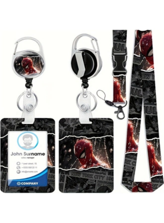 MARVEL 3-in-1 Marvel Red Spider-Man Logo Plastic ID Holder with Lanyard, Retractable ID Roller, Keychain, and Extension Chain - Suitable for workers, students, bus drivers, doctors, nurses, etc. - Image 5